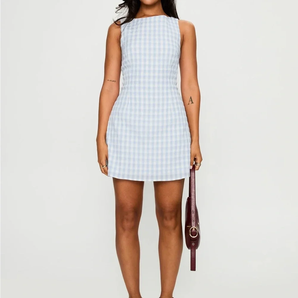 Princess Polly Blue and White Gingham Dress - Picture 3 of 8